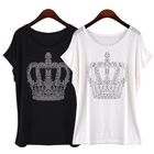 TIME/X9 - Short-Sleeve Rhinestone 'Crown' Top