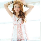 Tokyo Fashion - Sleeveless Ruffle Printed Chiffon Top