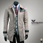DANGOON - Faux Leather Trim Single-Breasted Coat