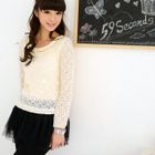 59 Seconds - Faux Pearl Collar Tulle-Hem Dress