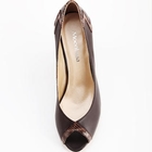 Moonbasa - Genuine Lambskin Snake-Print Panel Pumps