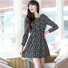 Meteshow - Elastic-Waist Bow-Print Chiffon Dress