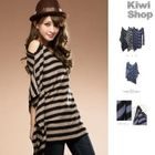 Kiwi Shop - Asymmetric-Hem Off-Shoulder Striped Top