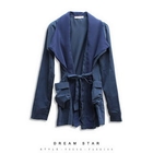 Dream Star - Lapel Long Sleeve Cardigan with Sash