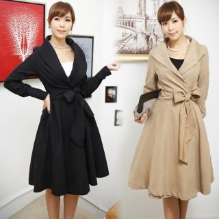 Tie-Sash Wrap Coatdress