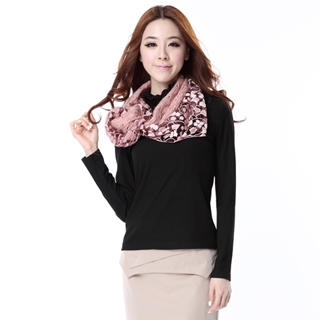 Mock-Neck Tulle-Panel Top Mock-Neck Tulle-Panel Top