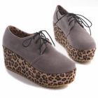 Smoothie - Leopard Print Oxford Wedges