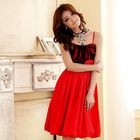 JK2 - Two-Tone Corsage-Accent Cocktail Dress