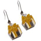 Sweet & Co. - Glitter Yellow Present Dangle Silver Earrings