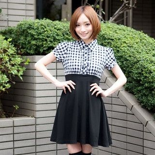Keyhole Back Checkered Dress Keyhole Back Checkered Dress