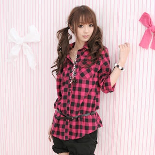 Tab-Sleeve Gingham Shirt Tab-Sleeve Gingham Shirt