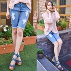 HAPPY CAT - Distressed Denim Shorts