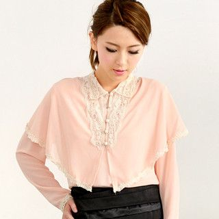 Set: Long Sleeve Chiffon Top + Capelet