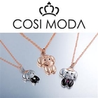 COSI MODA - Animal Charms Steel Necklace with Cubic Zirconia in Rose Gold & Black Color Plating