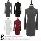 SUGAR BLACK - Ribbed Turtleneck Dress