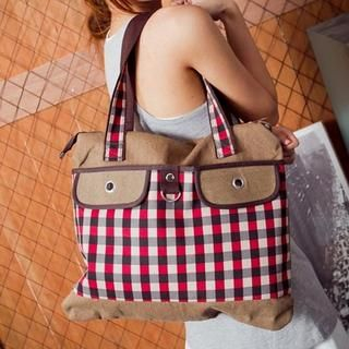 Check Panel Canvas Tote