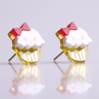 Sweet & Co. - Miss Cupcake White Stud Gold Earrings