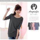 Maymaylu Dreams - Boatneck Elbow-Sleeve Striped Long Top