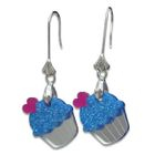 Sweet & Co. - Sweet Glitter Blue Mirror Cupcake Silver Earrings
