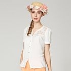 O.SA - Lace-Yoke Pleated Blouse