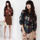 Stylementor - 3/4 Sleeve Plaid Shirt