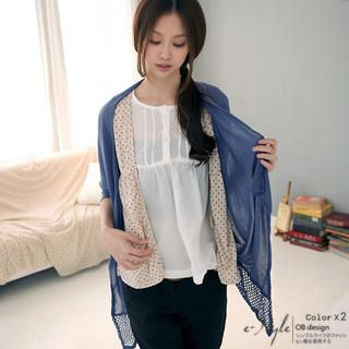 Crochet-Hem Open Cardigan