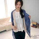 OrangeBear - Crochet-Hem Open Cardigan