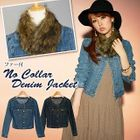 Click Japan - Denim Jacket with Faux Fur Detachable Collar