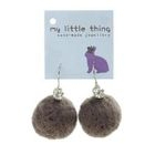MyLittleThing - Brown Felt Wool Ball Ball Stone Earrings