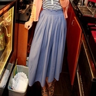 Ando Store - Elastic-Waist Chiffon Long Skirt