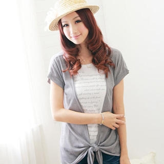 Set: Printed Tank Top+Short-Sleeve Cardigan