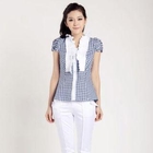 O.SA - Pleated-Front Plaid Blouse