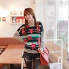 CLICK - Star-Print Striped Pullover