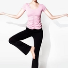 Moonbasa - Yoga Suit Set: Shirred Top + Sweatpants