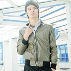INTHING - Faux-Leather Stand-Collar Jacket
