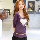 Tokyo Fashion - Fleece Heart-Appliqué Top