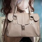 PG Beauty - Faux Feather Croc-Grain Satchel
