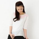 ageha@shibuya - Elbow-Sleeve Tulle-Overlay Top