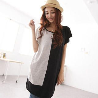 Two-Tone Short Sleeve Long Top Two-Tone Short Sleeve Long Top