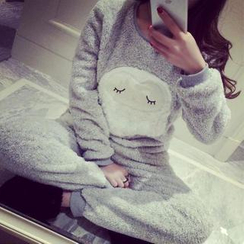 Jolly Club - Pajama Set: Owl Furry Top + Pants Jolly Club - Pajama Set: Owl Furry Top + Pants