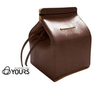 Customizable Genuine Leather 'Milk Carton' Money Box Customizable Genuine Leather 'Milk Carton' Money Box