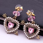 Cuteberry - Rhinestone Heart Ear Studs