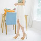 SUVINSHOP - Accordion-Pleat Asymmetric-Hem Skirt