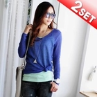 Miss Hong - Set: Knit Top + Camisole