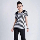 O.SA - Ruched-Sleeve Lace-Trim Striped Top