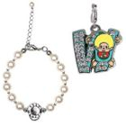 Atelier - 8mm  Creamrose Light Crystal Pearls Bracelet + MCC CRYSTAL 2D CHARMS