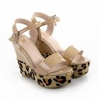 Grace Candy - Genuine Leather Leopard-Print Wedges
