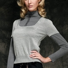 Moonbasa - Inset Turtleneck Top Short-Sleeve Top