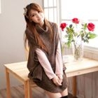 CatWorld - Cowl-Neck Knit Cape Top