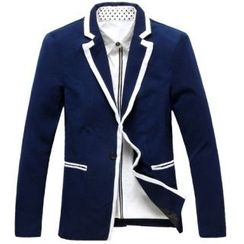 Aozora - Contrast Trim Buttoned Blazer Aozora - Contrast Trim Buttoned Blazer